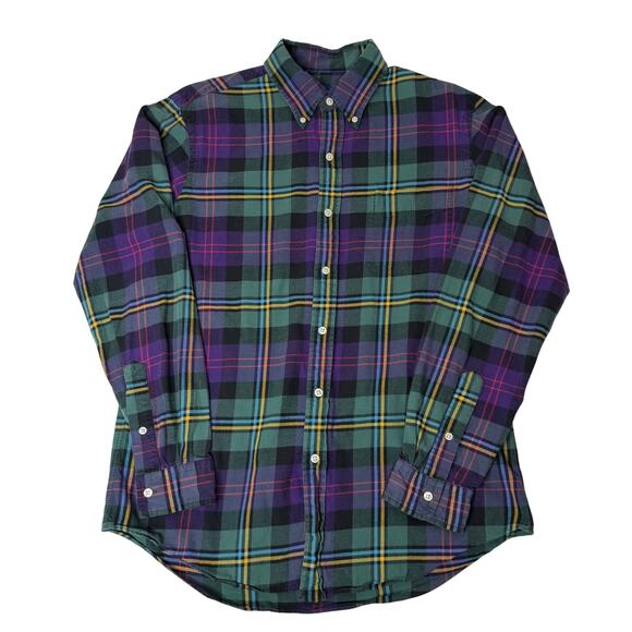 Polo Ralph Lauren Plaid Button Down Shirt Mens Medium Brushed Cotton Flannel - Picture 1 of 7